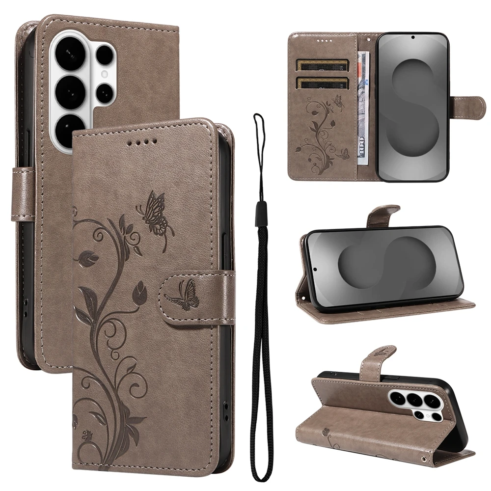 Elegant Butterfly Magnetic Leather Wallet Flip Cover - Premium Quality
