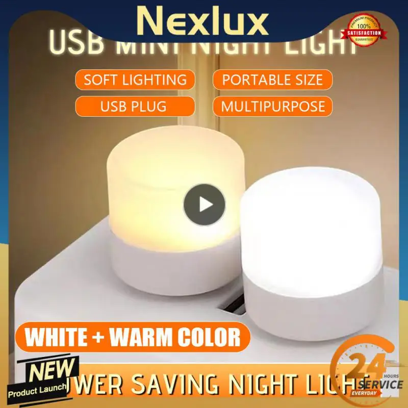 

1PCS Rechargeable Lamp USB Lamp Mini LED Night Light Power Bank Charging USB Book Lights Small Round Reading Desk Lamp Bulb