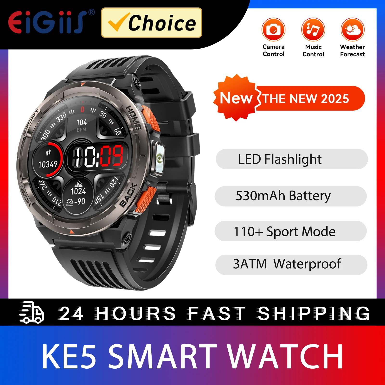 Orologio Smartwatch Uomo Fitness: 1.43 Smart Watch con Effettua Risposta Chiamate Cardiofrequenzimetro Pressione Sanguigna Bussola 107 Sport Modalità Impermeabile 1ATM Tracker Orologi per Android iOS