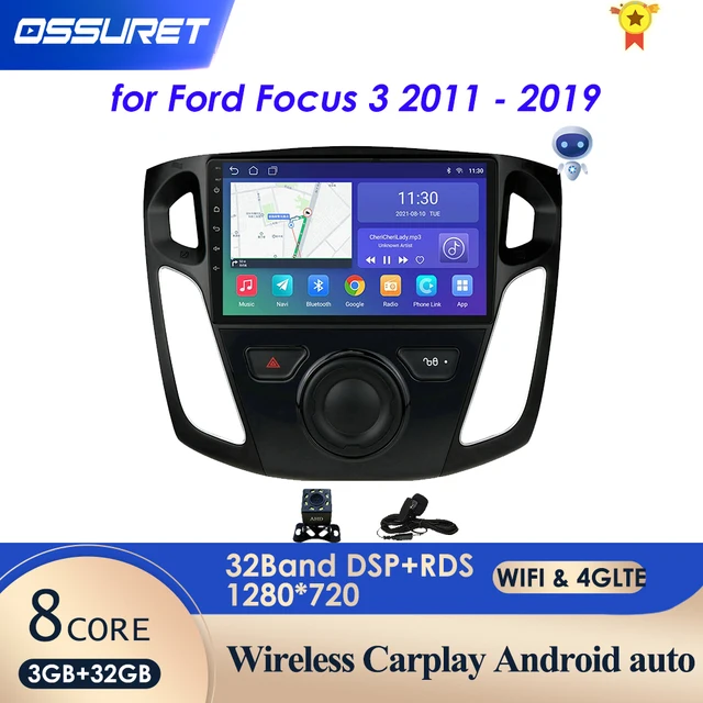 Autoradio multimédia Android, Carplay, 4G LTE, GPS, 2din, 3 + 32 AI Voice, pour voiture Ford Focus 3 (2012, 2013, 2014, 2015, 2016, 2017) 