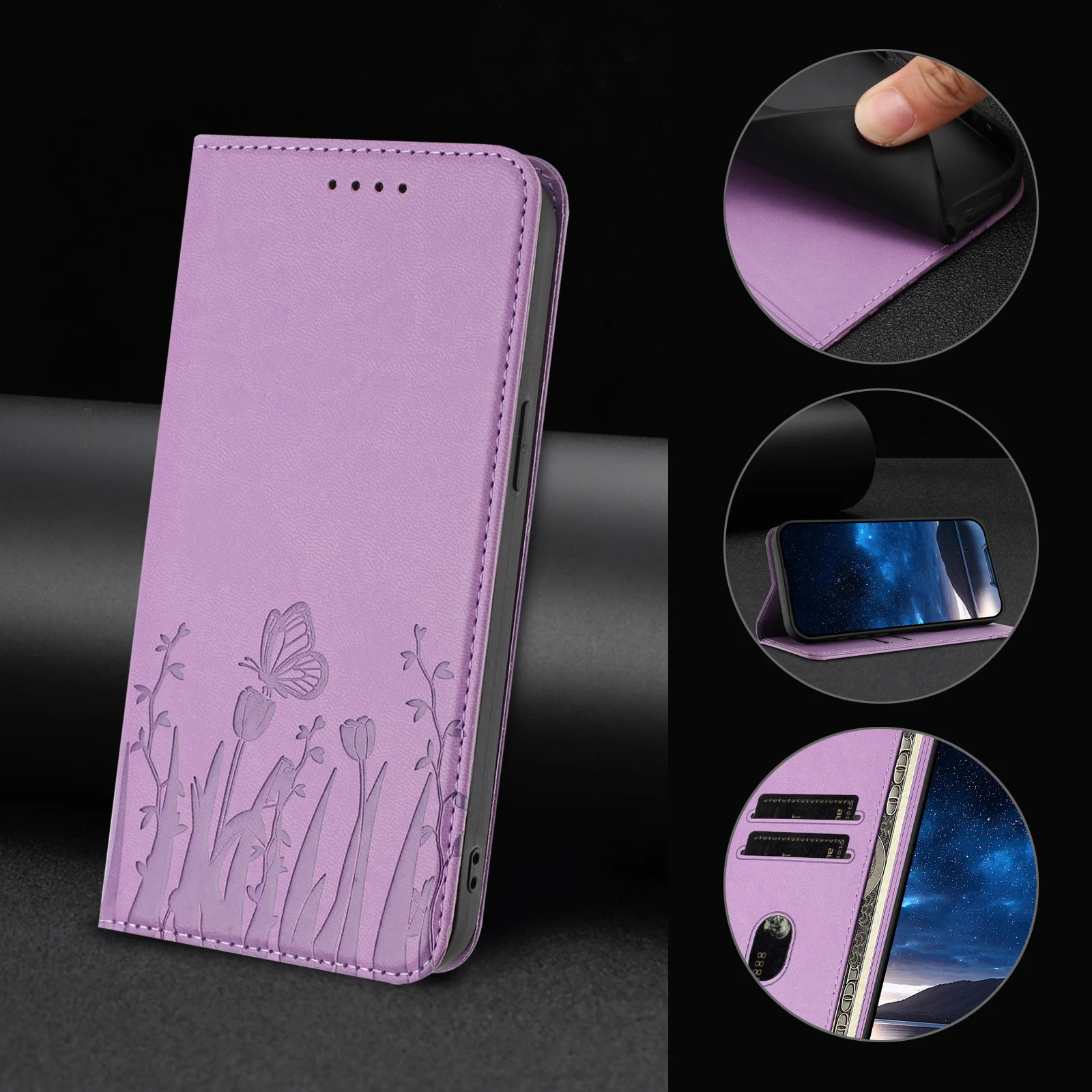 Premium Magnetic Leather Flip Wallet Phone Case - Stylish and Secure Back Cover