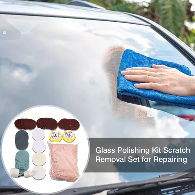 Car Glass Polishing Kit Windscreen Windshield Scratch Remover Polishing Kit  Cleaning Scratch Tool Waxing Polish Pad Accessories