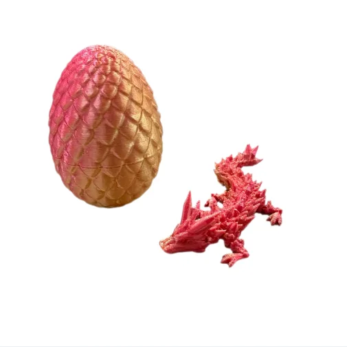 3D Printed Dragon Egg with Dragon Full Articulated Dragon Modle Movable Rotatable Articulated Desktop Ornament Kid Toy