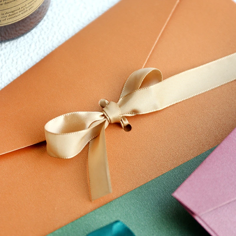 10pcs/set High Quality Ribbon Paper B6 & DL Size Envelopes Pearl Paper DIY Wedding Business Invitation Envelopes /Gift