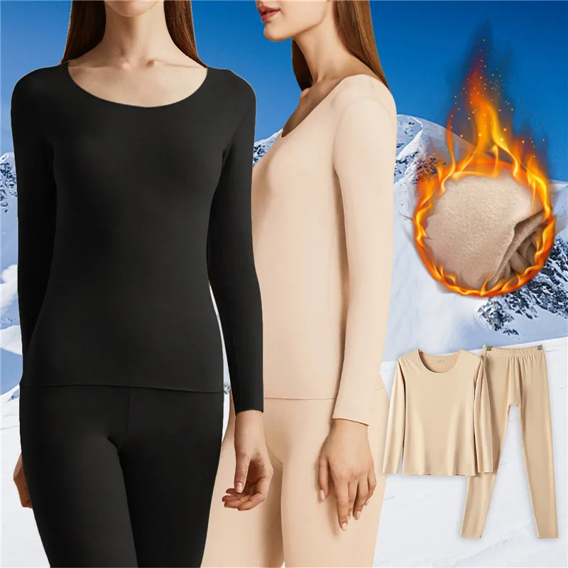 Women's Thermal Underwear Men Winter Clothes Seamless Thick Double Layer  Warm Lingerie Women Thermal Clothing Set Woman 2 Pieces