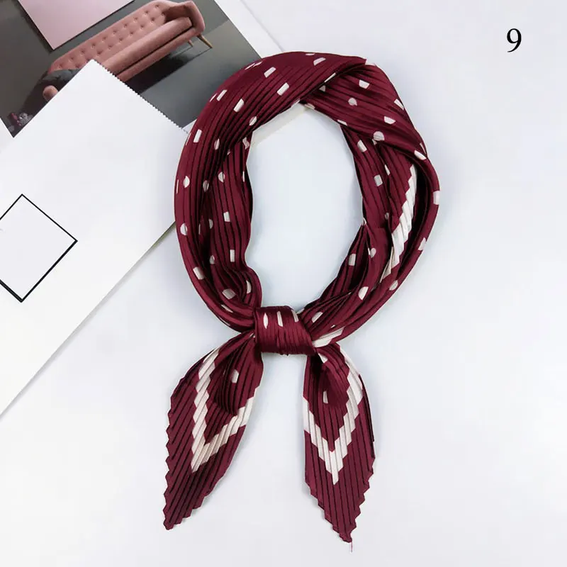 Sf5cec05585e64ebe977e4fc211ef3cccr Korean Pleated Scarf Crinkle Small Square Scarf Decorative Silk Women Scarf Print Neck Scarves Elastic Hair Band Ribbon Wrinkle Mallzona
