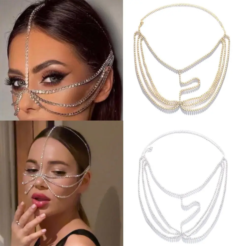 

FaceJewelry Face Decor Hair Chain Luxury Rhinestone Face Chain Crystal Layered Face Chain Crystal Veil Face Chain Tassel Veil