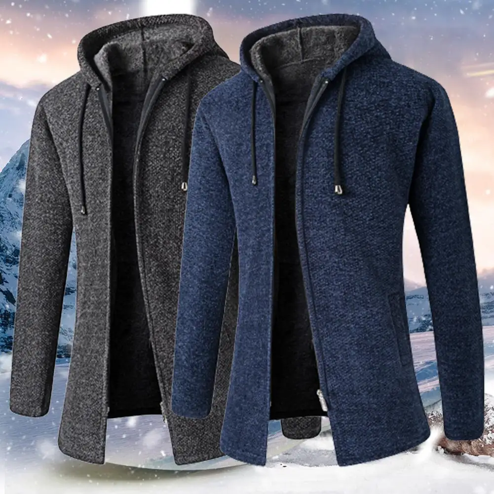 

Winter Jacket Skin-friendly Men Coat Drawstring Great Extra Warm Loose Solid Color Winter Jacket for Work