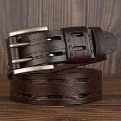 New Style Luxury Designer Double Pin Buckle Men's Belt Fashion Personality Casual Real Cowhide Jeans Belt