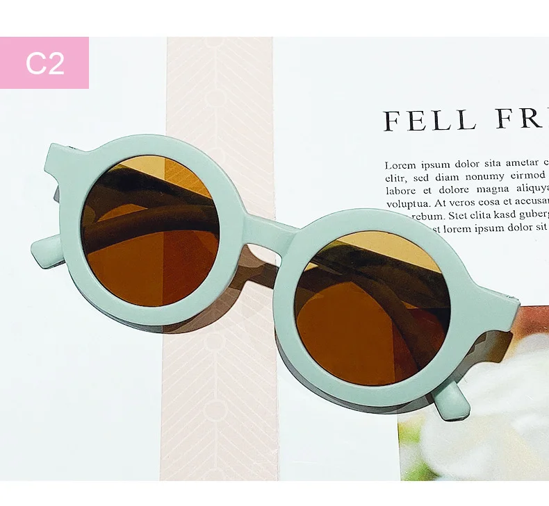 Free shipping children's color round frame light PC cute small face sunglasses
