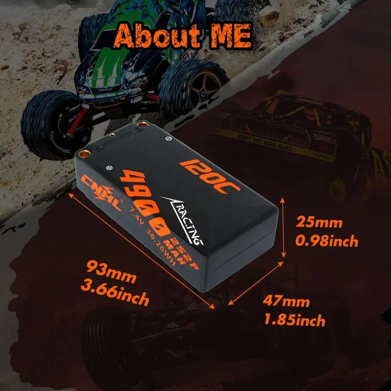 Deux batteries LiPo 2S 7.4V 4900mAh 120C côte à côte pour voiture RC