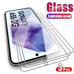 Custodia Samsung A55 5G con proteggi schermo in vetro temperato - 3-Pack HD 9H