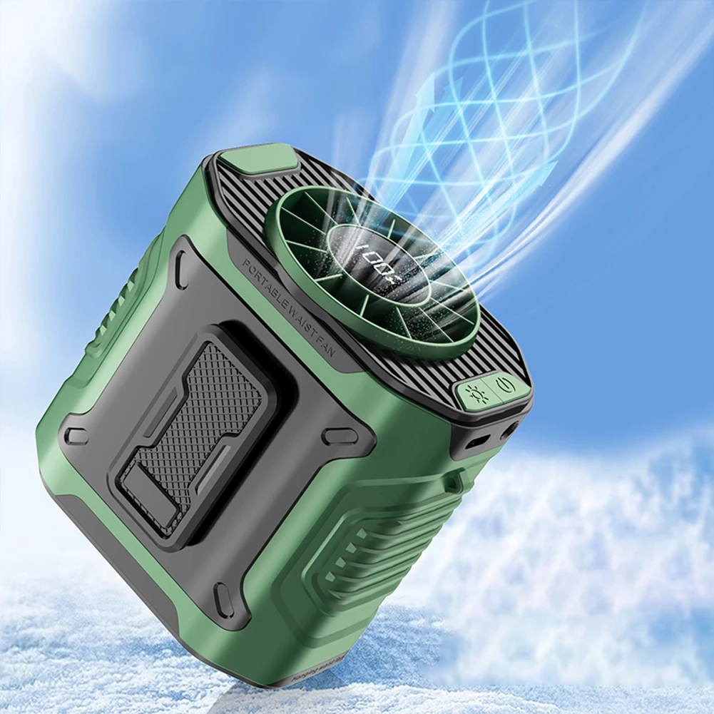 Waist Clip Fan Portable Mini Hanging Neck Fan USB Rechargeable Fan Small Outdoor Camping Waist Fan with Power Bank LED Light