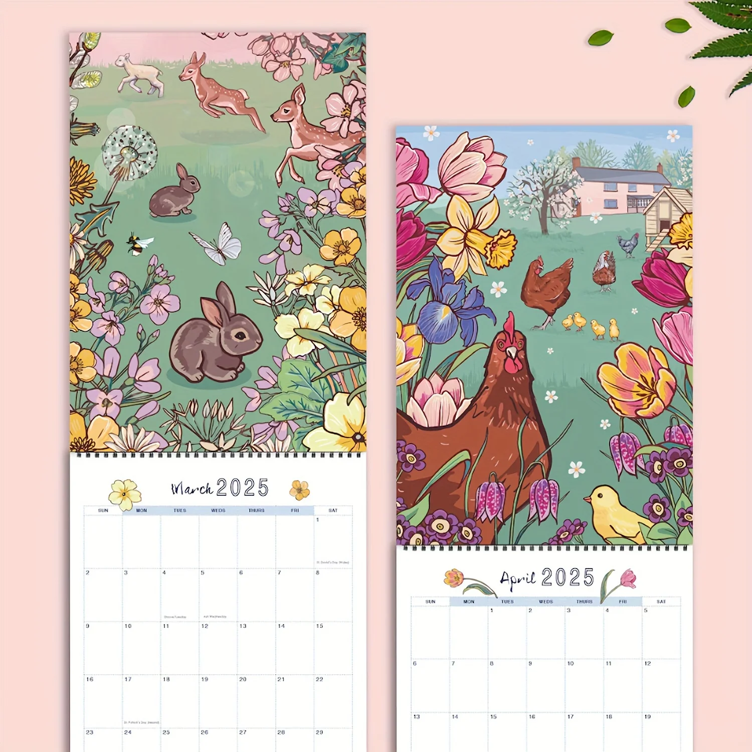 Nature & Wildlife Art Wall Calendar-Monthly Planning Organizer with Sturdy Paper-Animal Illustrations for Scheduling