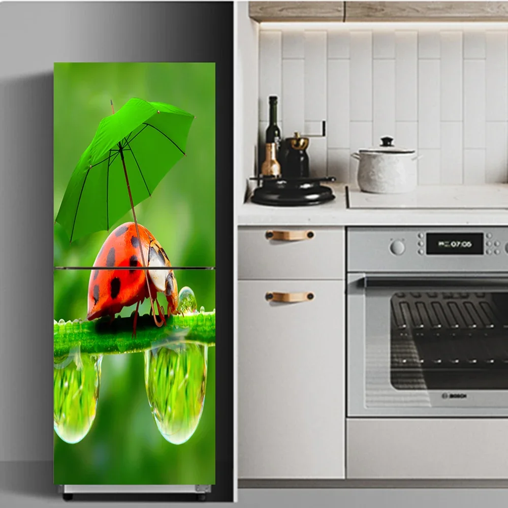 Pegatinas Para Refrigerador De 2 Puertas, Adhesivo Para Refrigerador, Cubierta Completa Para Puerta, Pegatinas De Pared Para Calcomanía De Cocina, Cerveza Helada, Cubo De Hielo De Verano COOL
