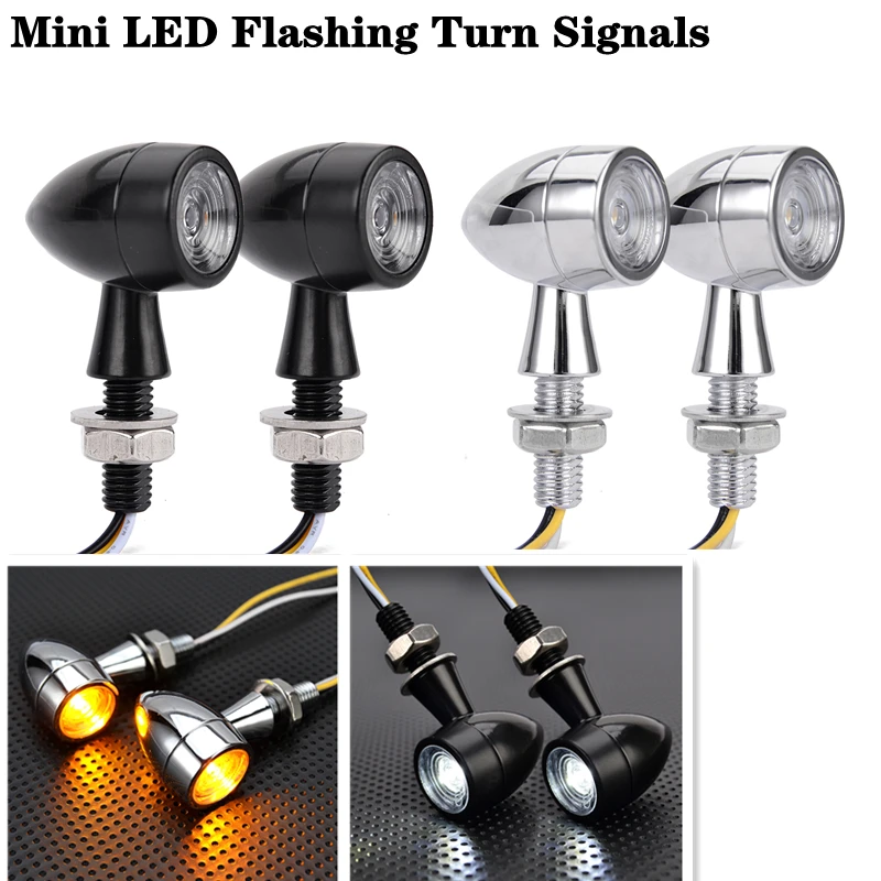 Mini Moto Led Indicatori Di Direzione 8Mm Bullet Moto Lampeggiante Clignotant Moto Led 12V Misura Per Kawasaki Suzuki Yamaha Cafe Racer