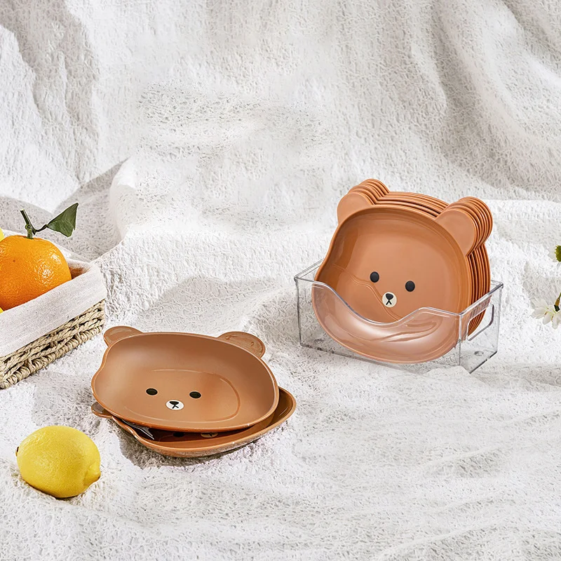 Fruit Plate Cartoon Bear Spit Bone Dish Desktop Trash Tray Snack Food Residue Kitchen Tableware