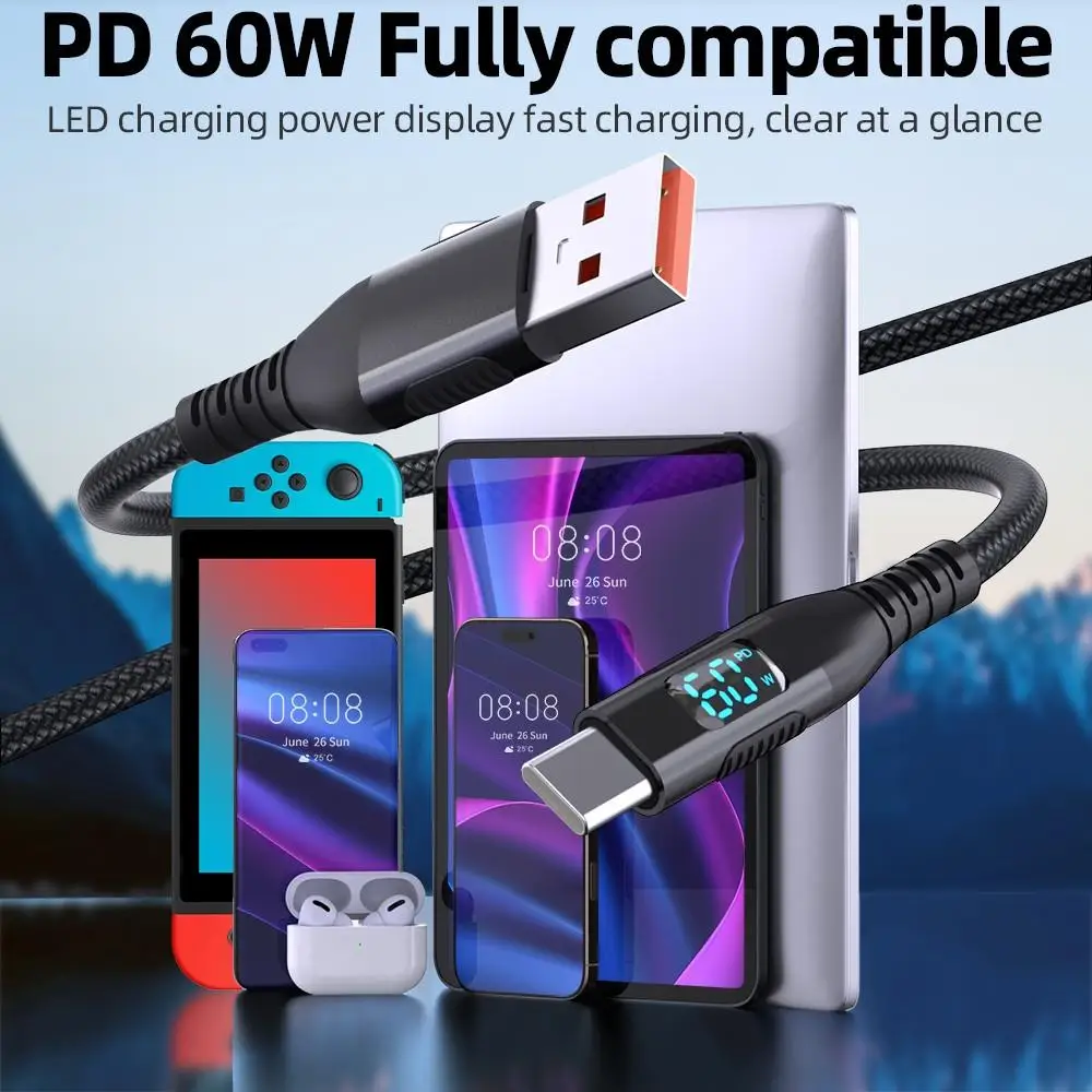 รูปสินค้า สายชาร์จ USB-C ถักไนลอน ชาร์จเร็ว ทนทาน