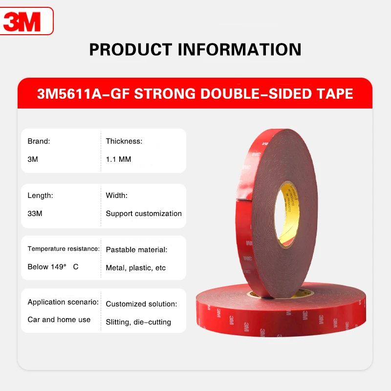 3M 5611 Double-Sided Tape Strong and Seamless Foam Vhb Tape High Temperature Resistant High Viscosity Waterproof 3M Tape double sided adhesive tape double sided tape