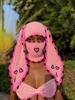 Halloween Girls Cute Cartoon Animal Ears Flowers Cap Knitting Bunny Ear Windproof Mask Winter Warm Snowboard Hat 6