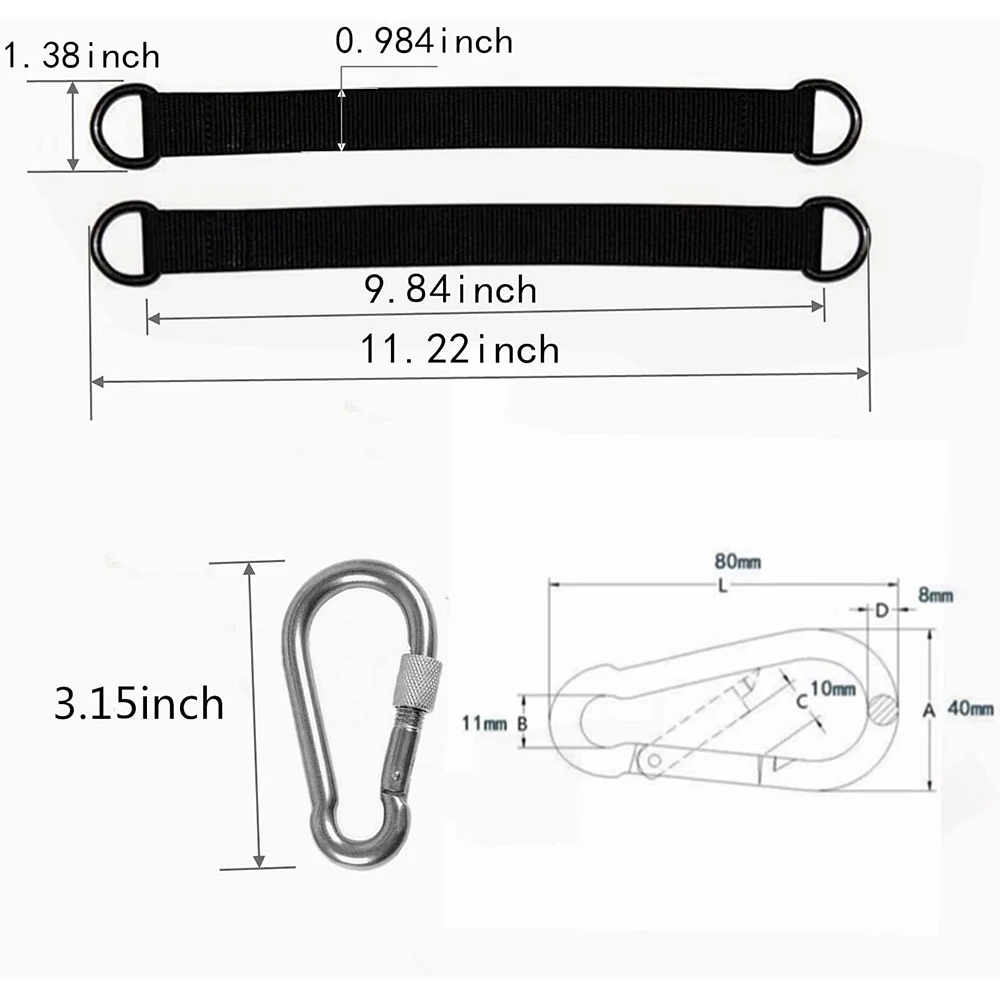 Tree Swing Straps Hanging Kit Heavy Duty Camping Hammock  (2000 LB)  with Safety Lock Carabiners for All Swing Types Outdoors 2