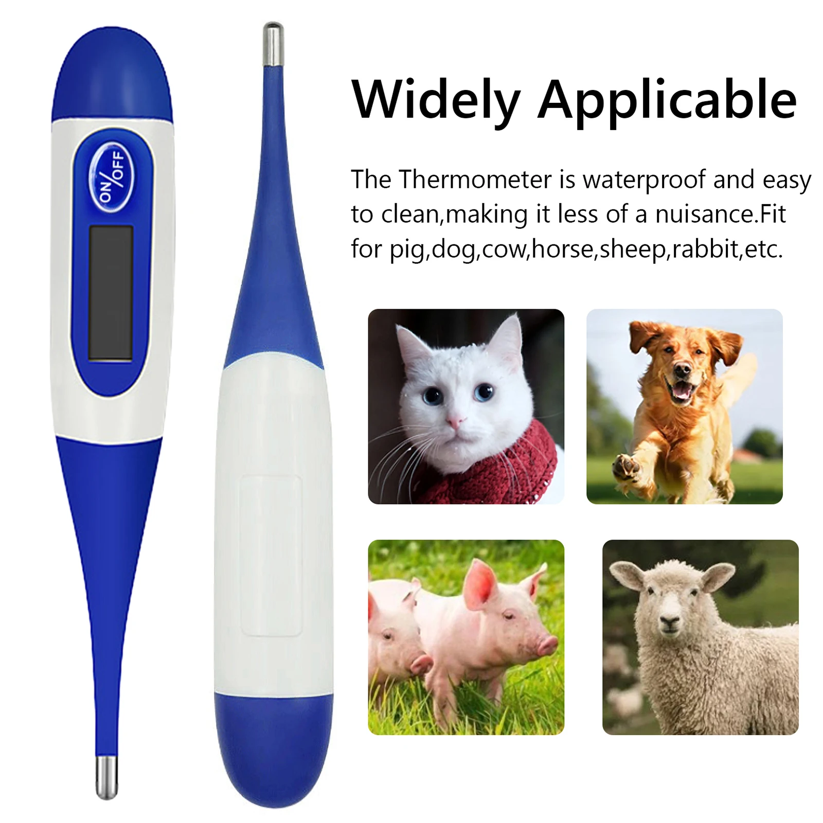 AnimalThermometerDigitalLEDDisplayThermometerAccurateWaterproof