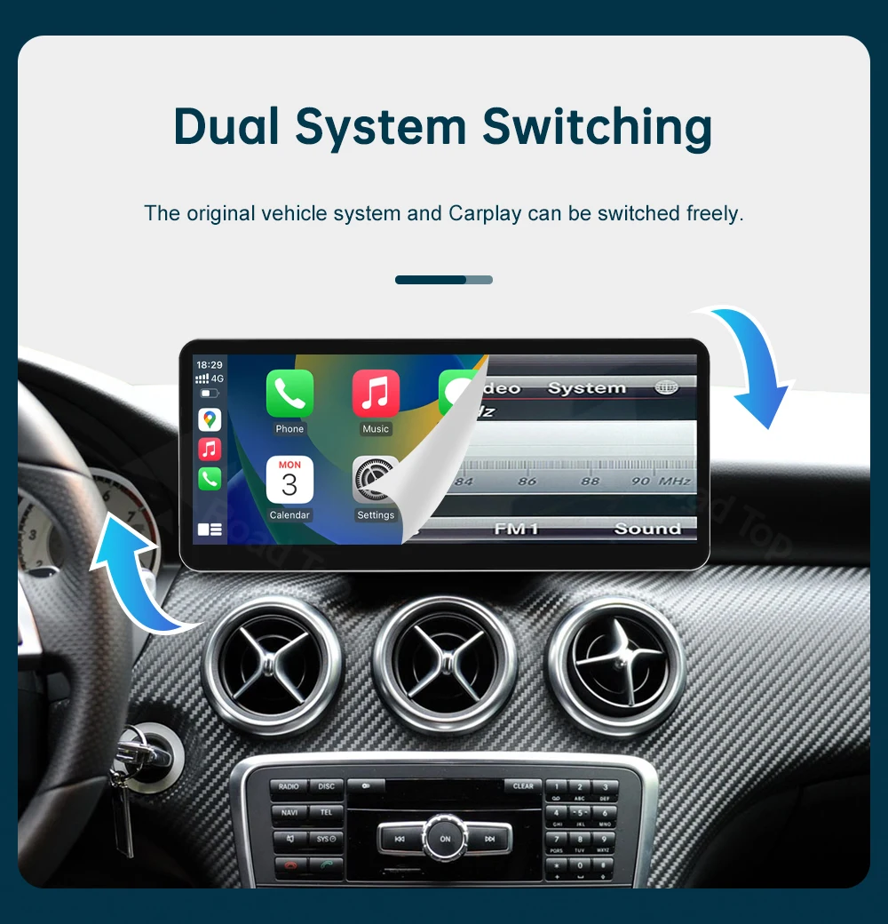 12,3' DE Kabelloses CarPlay Android Auto Multimedia-Display für Mercedes-Benz A W176 B W246 CLA GLA Klasse 2013 bis 2015 – Detail 8