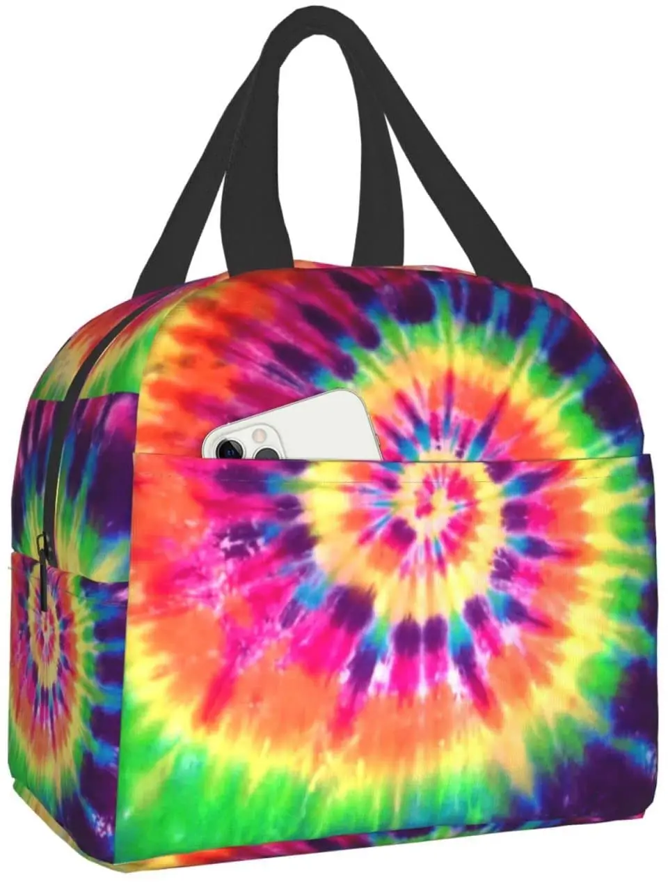 

Colorful Tie Dye Lunch Bag Insulated Reusable Lunch Box Thermal Tote Bag Container Cooler Bag for Women Men Travel Picnic Beach