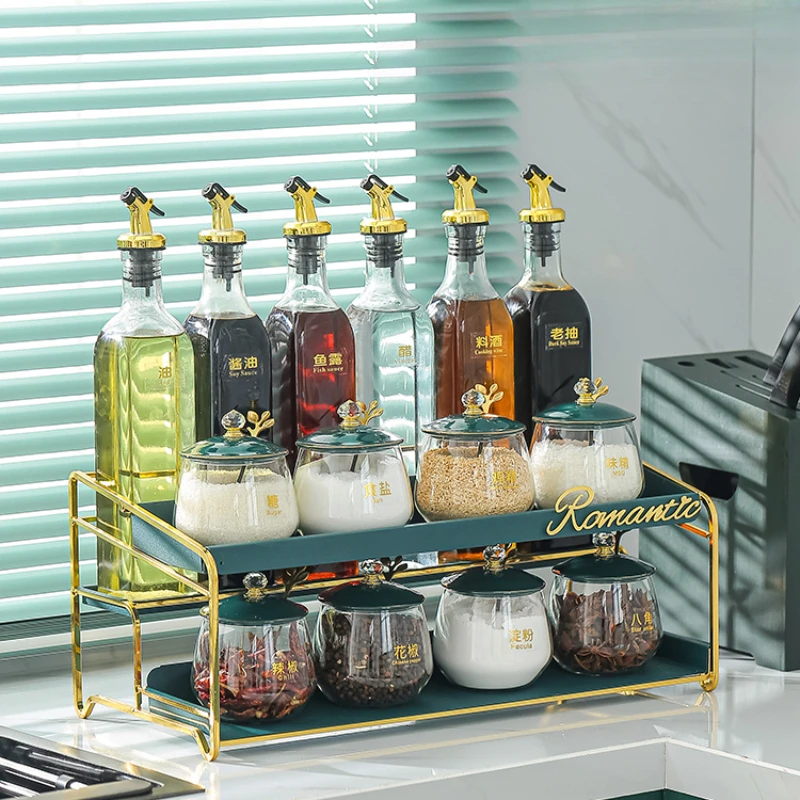 

Light luxury seasoning box Nordic seasoning set Spice jar kitchen supplies kitchen shelf shelf oil bottle