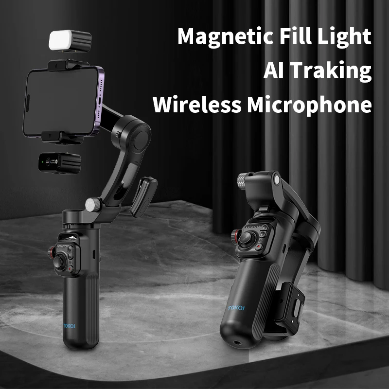 M03 mobile phone three-axis stabilizer leads the clip on intelligent AI face tracking, anti shake, and live streaming stand