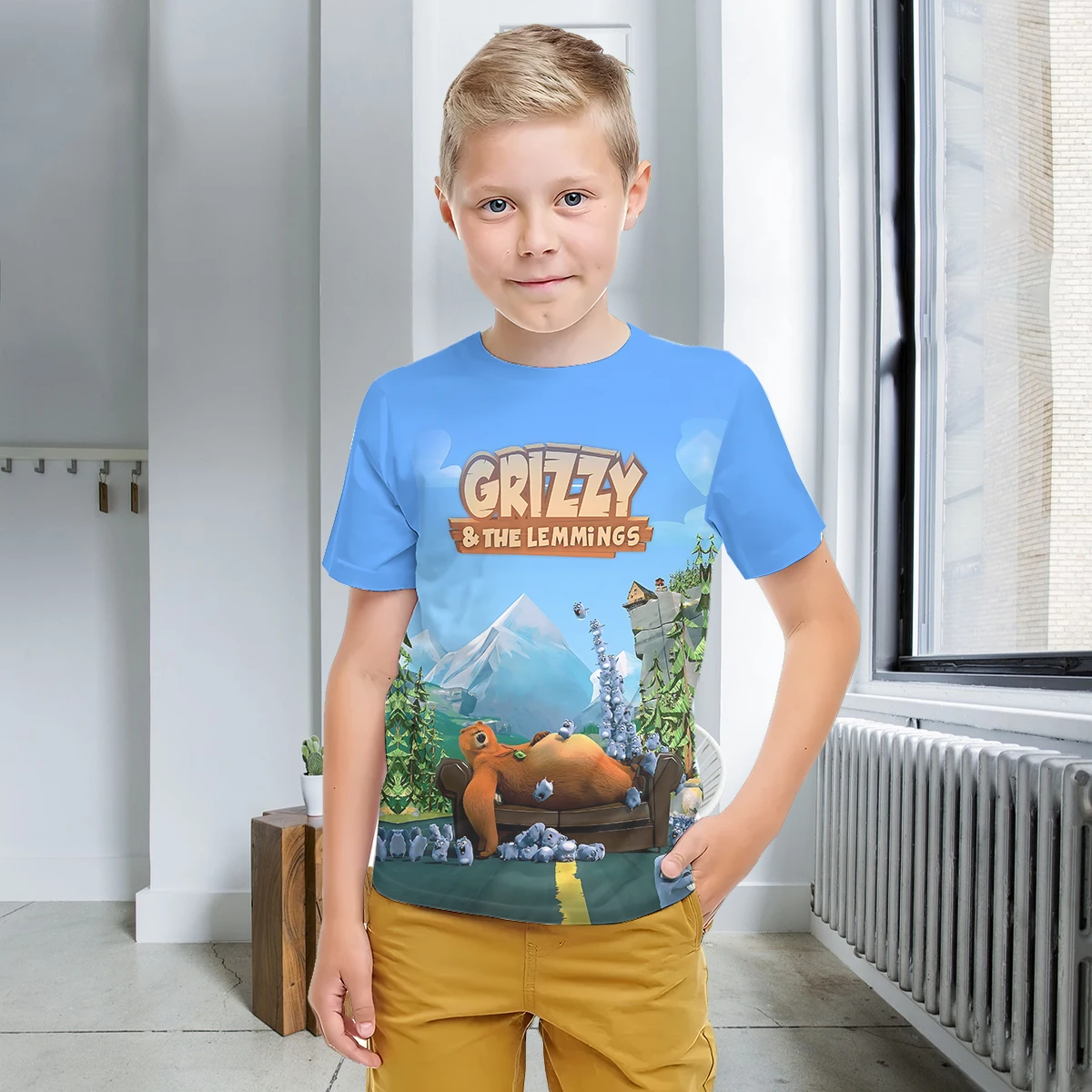3D Print Grizzy and the Lemmings Baby Clothing 5 to 14 Years Male Outdoor Clothes for Children Boy Girl Child T-Shirt Top Shirts 4