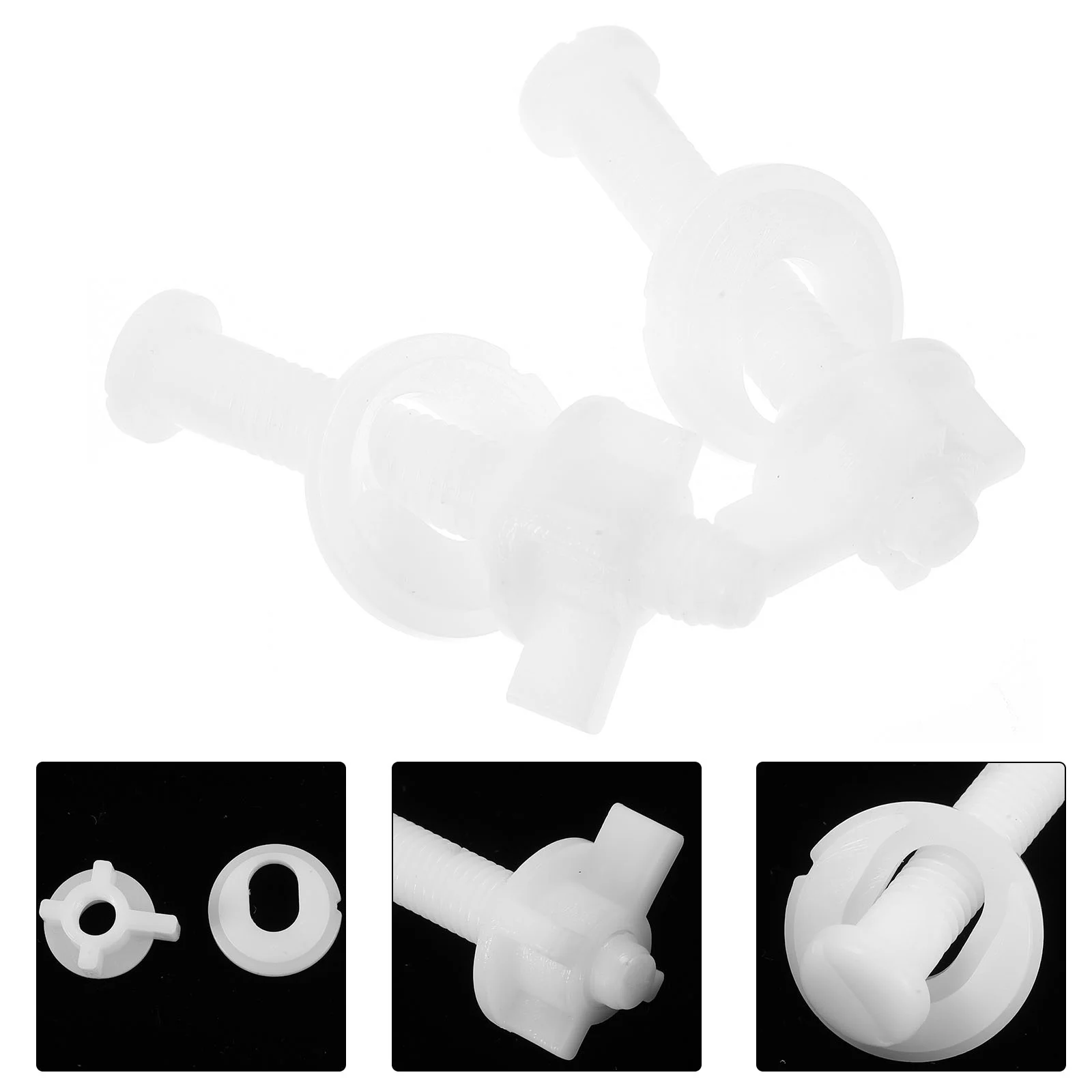 

2 Pcs Bolt Toilet Seat Screws Bolts and Washer Lock down Replacement Kit Plastic