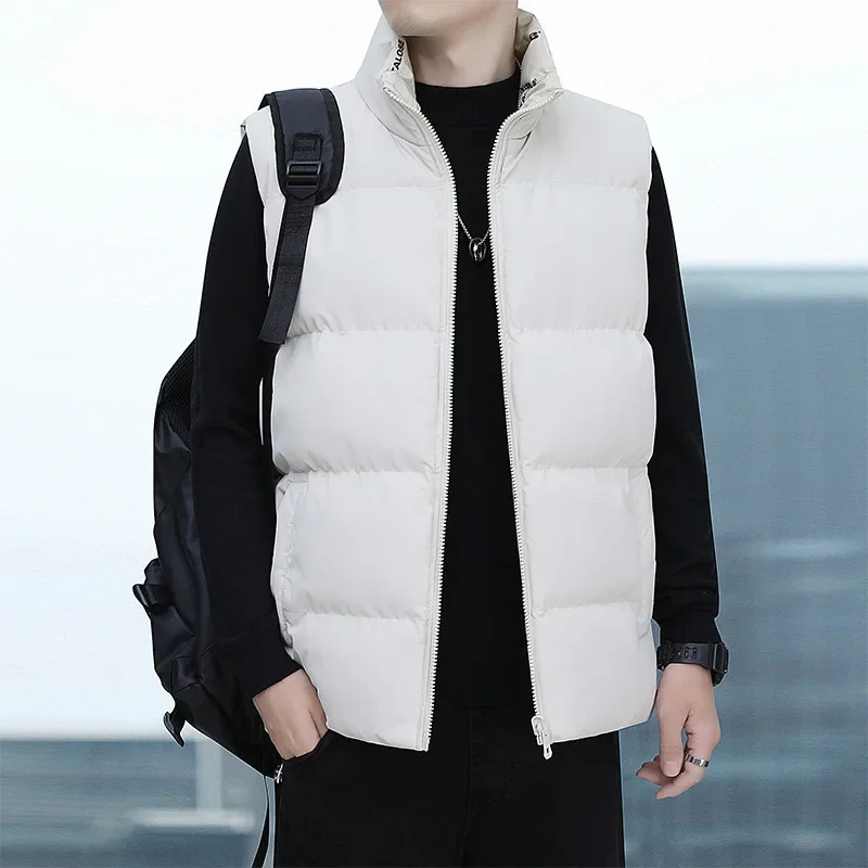 Double-Sided Wearable Men's Vest Autumn/Winter Korean Version Stand Collar Thickened Cotton Jacket Sleeveless Shoulder