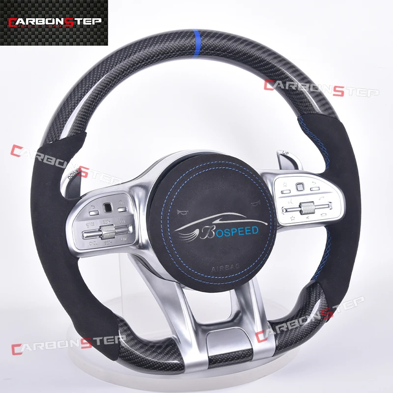 

For Mercedes Benz Carbon Fiber Led Steering Wheel W205 AMG W212 W213 CLA C300 W204 W246 GLB A45 E Class A Class Upgrade Leather