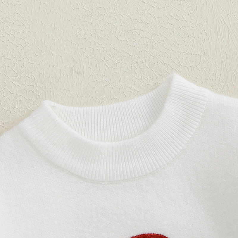 여아 남아 크리스마스 니트 스웨터 긴 소매 O넥 진저브레드맨 자수 풀오버 니트웨어