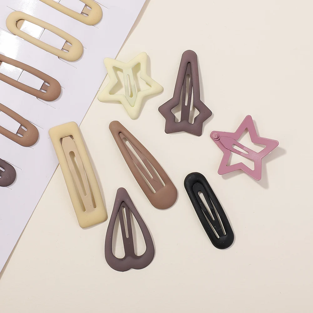 10Pcs Kawaii Geometric Metal Hairpins Women Girls Child Hairgrips Hair Clips Pins Barrettes Accessories Headdress Gift Wholesale