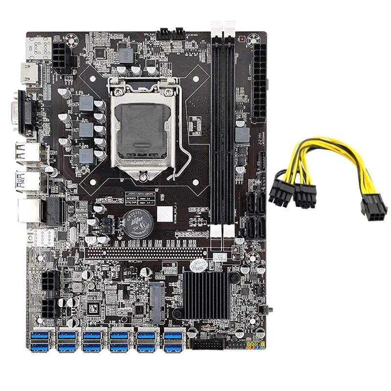 best motherboard  B75 BTC Mining Motherboard 12 USB3.0 To PCIE 1X GPU Slot LGA1155 DDR3 DIMM RAM SATA3.0 With 6 Pin To 8 Pin Power Cable laptop motherboards