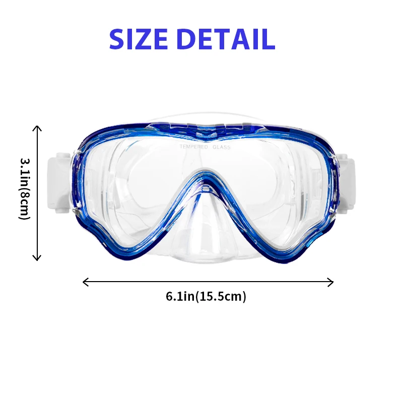 Diving Mask Kid Swimming Goggles Professional Scuba Snorkel Silicone Diving Goggles with Nose Cover Free-diving Tempered Glasses 2