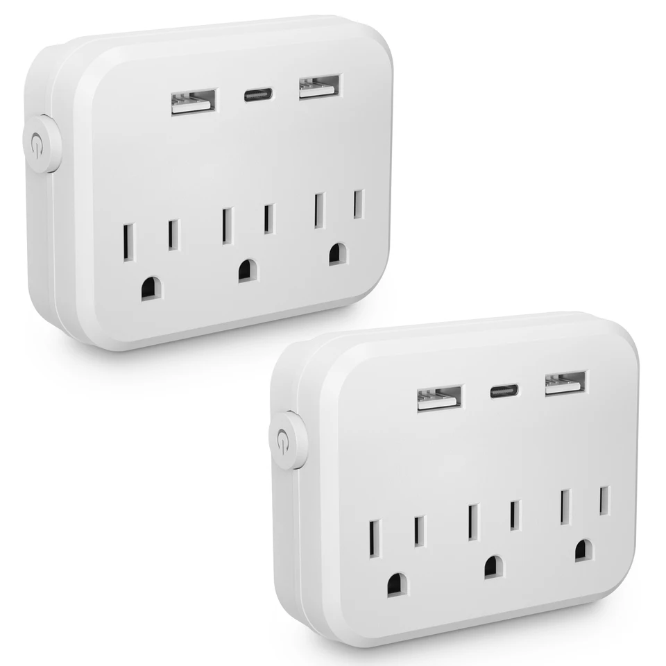 TRANSTON Mini Portable Power Strip with USB Ports