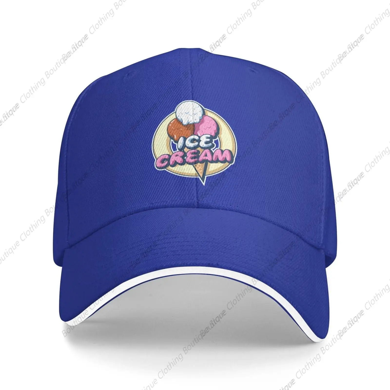 Ice Cream Sign Sandwich Hat Adjustable Baseball Cap Blue