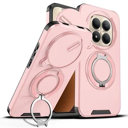 Magnetic Rotating Bracket Phone Case with Sliding Window and Anti - Fall Protection for Redmi Note 14 Pro 4G (Global) (Pink)