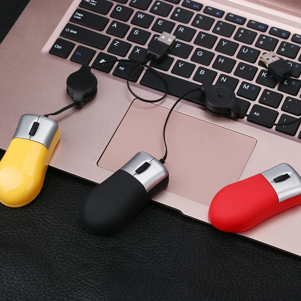 USB Wired Mouse Mini Retractable USB Optical Scroll Wheel Wired Mouse For Laptop Notebook PC BK Portable Mouses Games cool computer mouse