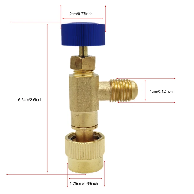 2-Piece R410A Refrigerant Safety Valve Set - 1/4” Male To 5/16” Female AC Charging Adapter