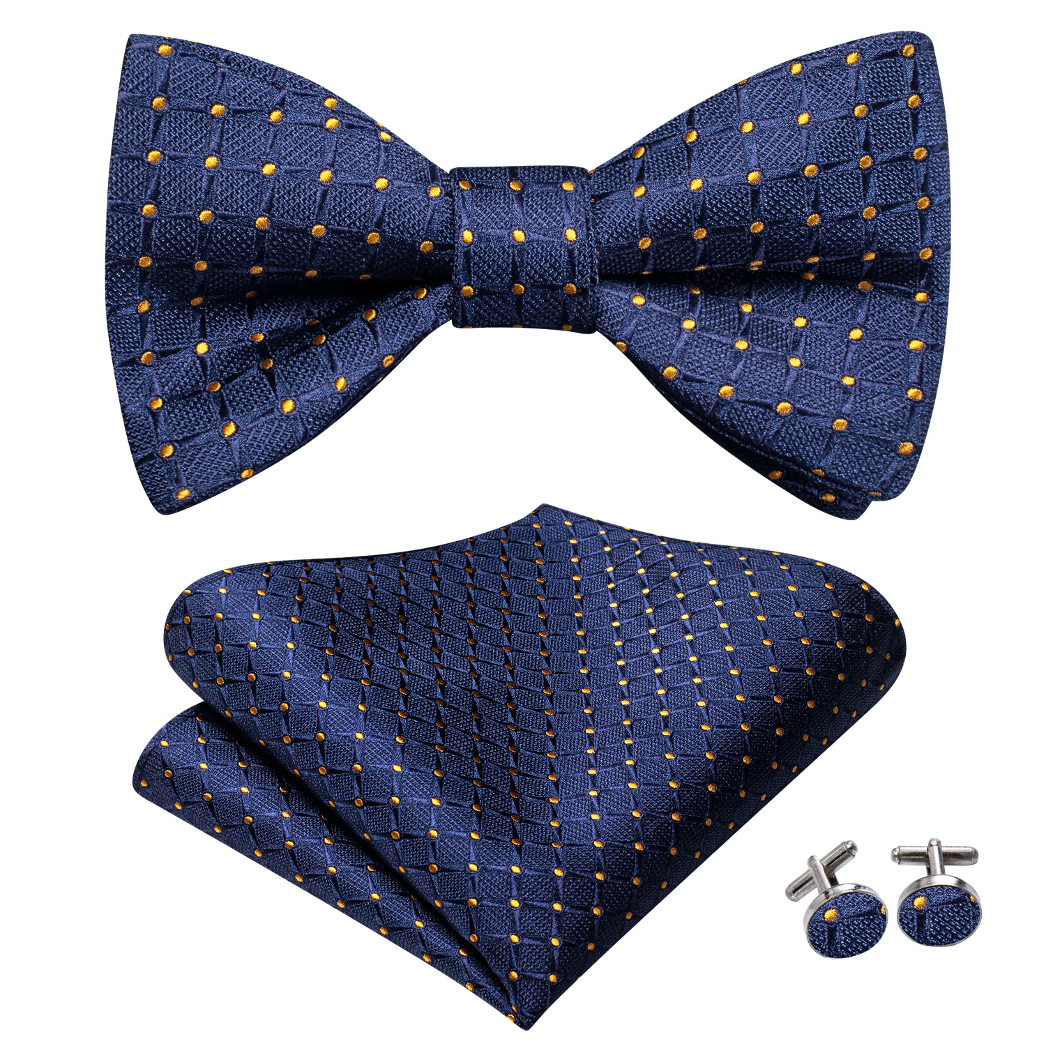 Jacquard Paisley Floral Dots Striped Silk Mens Bowtie Adjustable Self Bow Tie Hankerchief Cufflinks Set for Men Wedding Business neck tie pocket square mini handkerchief