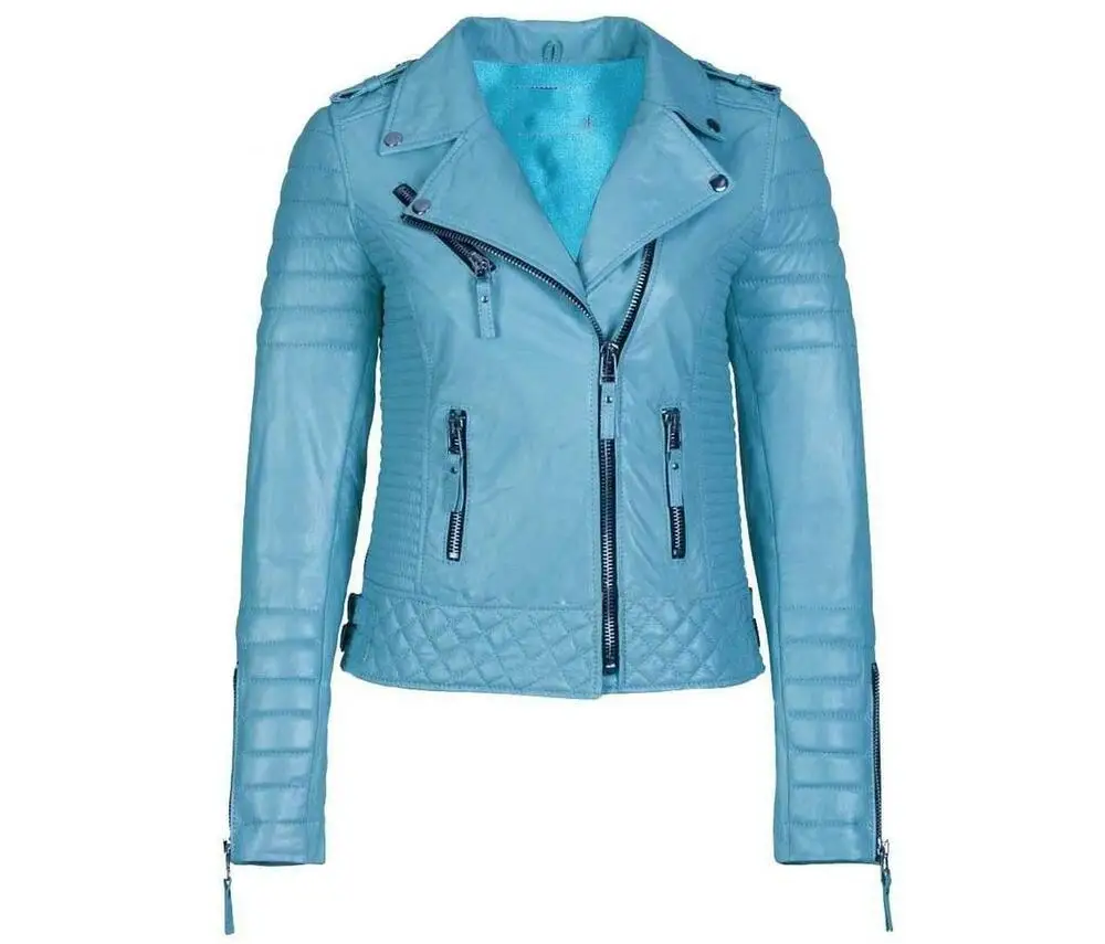 Women Leather Jacket Stylish Quilted Motorcycle Biker Jacket for Women Real Leather Coat