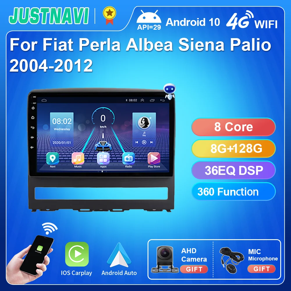 

JUSTNAVI Car Radio Stereo Multimedia For Fiat Perla Albea Siena Palio 2004-2012 GPS Navigation Video Player Carplay Android Auto