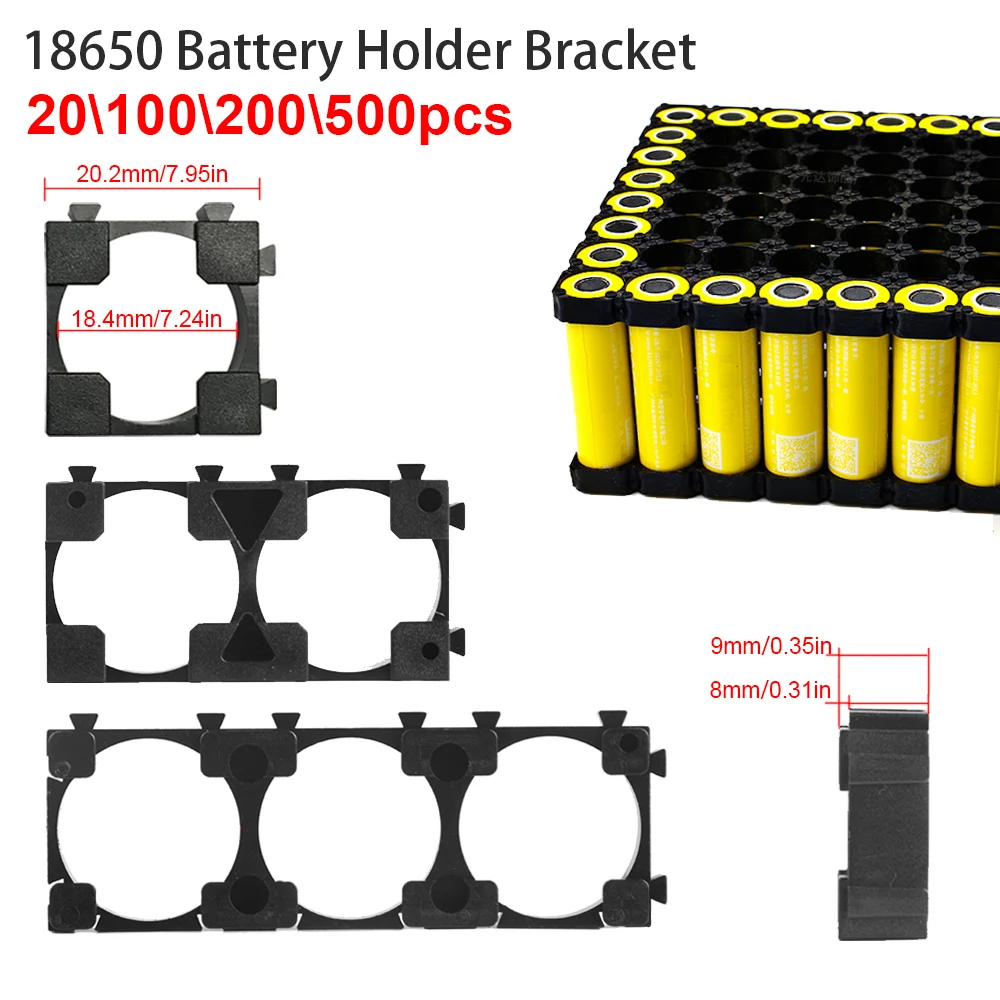 

20/100Pcs 18650 Li-ion Cell Holder Portable 18650 Cylindrical Battery Storage Brackets Splicing with Battery Installation Hole