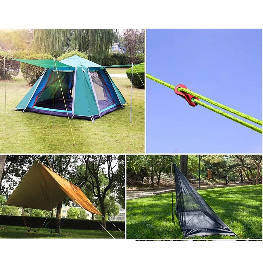 Reflektierende Zelt-Abspannseile mit Spannungsversteller, Outdoor-Kletterseil für Camping, Wandern, Zelt, Plane, Überdachung – Detail 8