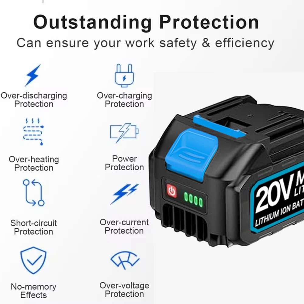 With Charger BL1860 Rechargeable Batteries18V Lithium Ion for Makita 18v Battery BL1840 BL1850 BL1830 BL1860B LXT400 Power tool 5