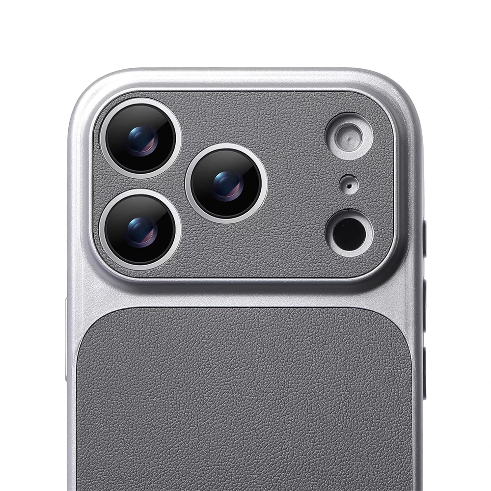 Luxury Leather Matte Shockproof Bumper Case with Full Lens Protection